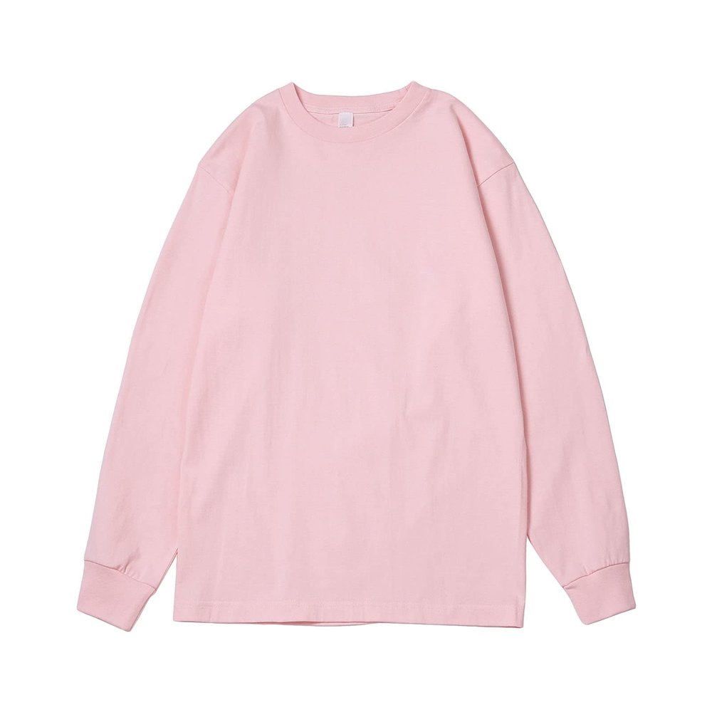 Men's Long-Sleeve Cotton T-Shirt Fashion Casual Solid Color Henley Shirts Crewneck Undershirt Pullover Tops (Medium,Pink)