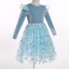 ABEHIK Christmas Dresses for Girls Long Sleeve Velvet Tulle Tutu Dress Toddler Sparkle Star Sequins Princess Dress Fall Winter Birthday Party Outfits Xmas Wedding Special Occasion Dresses Blue 18-24M view 3