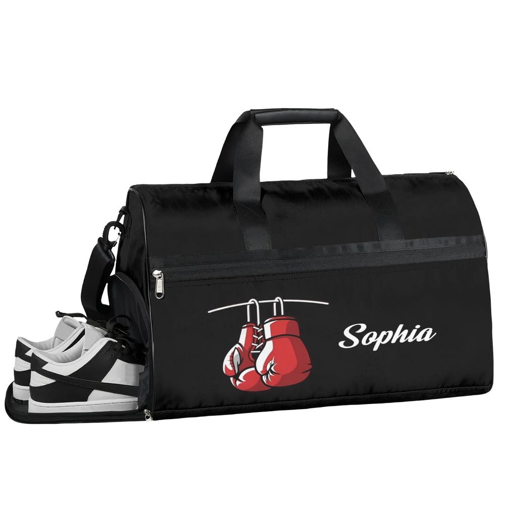 Boxing-Black-Bag Custom-Gym-Bag for Adults Personalized Duffel-Bag Large-Luggage-Bag Travel Tote Bag Gym Accessories for-Men-Adults-Women