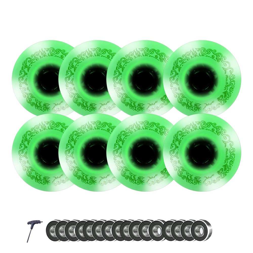 ZYANLING Roller Skate Wheels Indoor Outdoor 8 Pack Light Up 72mm 76mm 80mm Inline Skate Wheels Replacement Wheels with ABEC-9 Bearing 90A Roller Hockey Wheels 8pcs