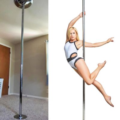 Innovz Spinning Stripper Pole for Bedroom, Fitness Exercise Dance Pole No Ceiling Mount, Home Apartment Friendly Pole Dancing Pole with Extension Pole(Height 2.23-2.86m (7.3ft-9.4ft))