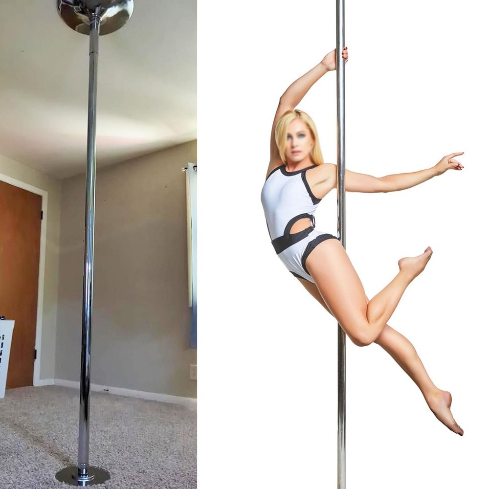 Innovz Spinning Stripper Pole for Bedroom, Fitness Exercise Dance Pole No Ceiling Mount, Home Apartment Friendly Pole Dancing Pole with Extension Pole(Height 2.23-2.86m (7.3ft-9.4ft))