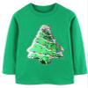 Christmas Shirt for Boy Evergreen Tree Flip Sequins Girls Tops Kids Long Sleeve T-Shirt Tees 7 Years, Green view 1