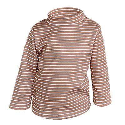 Little Boys Girls Thermal Tops Kids Winter Undershirt Stripe Turtleneck Fleece Baselayer Long Sleeve (Coffee, 5-6 Years)