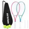 HIRALIY 27" Tennis Rackets Set for Adults, 2 Player Pre-Strung Tennis Racquets, 2 Overgrip Tapes,3 Balls, and 1 Carrying Bag, Outdoor Recreational Sport for Beginner (Pink/Green) view 1