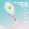 HIRALIY 27" Tennis Rackets Set for Adults, 2 Player Pre-Strung Tennis Racquets, 2 Overgrip Tapes,3 Balls, and 1 Carrying Bag, Outdoor Recreational Sport for Beginner (Pink/Green) view 3