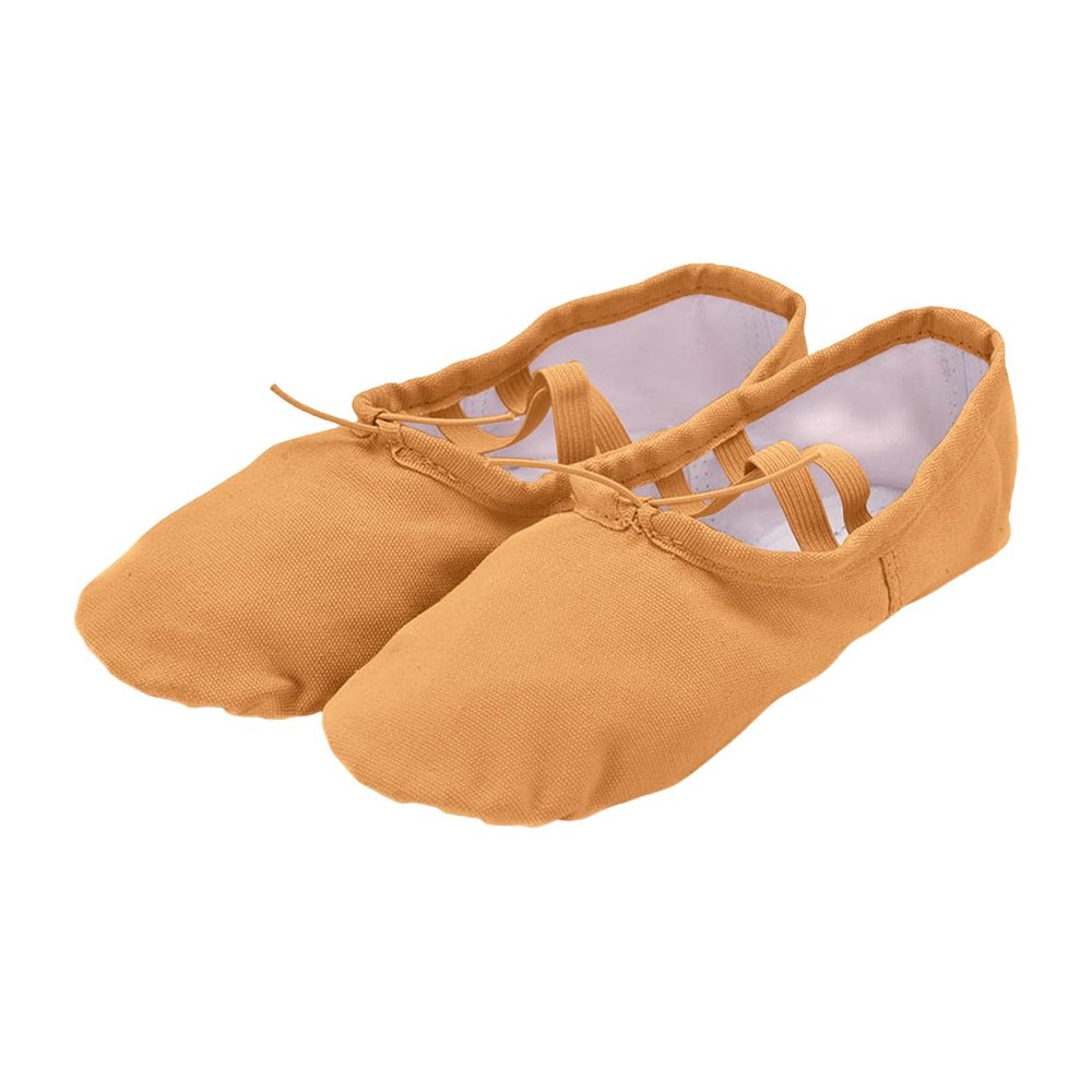Canvas Ballet Slippers Ballet Shoes Elastic for Toddler Girls and Boys Split Sole Yoga Practice Dance Shoes (Gold, 26)