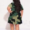 Plus Size Dresses for Curvy Women Casual V-Neck Flowy Loose Wrinkled Sundress Camouflage Knee Length Maxi Dress view 4