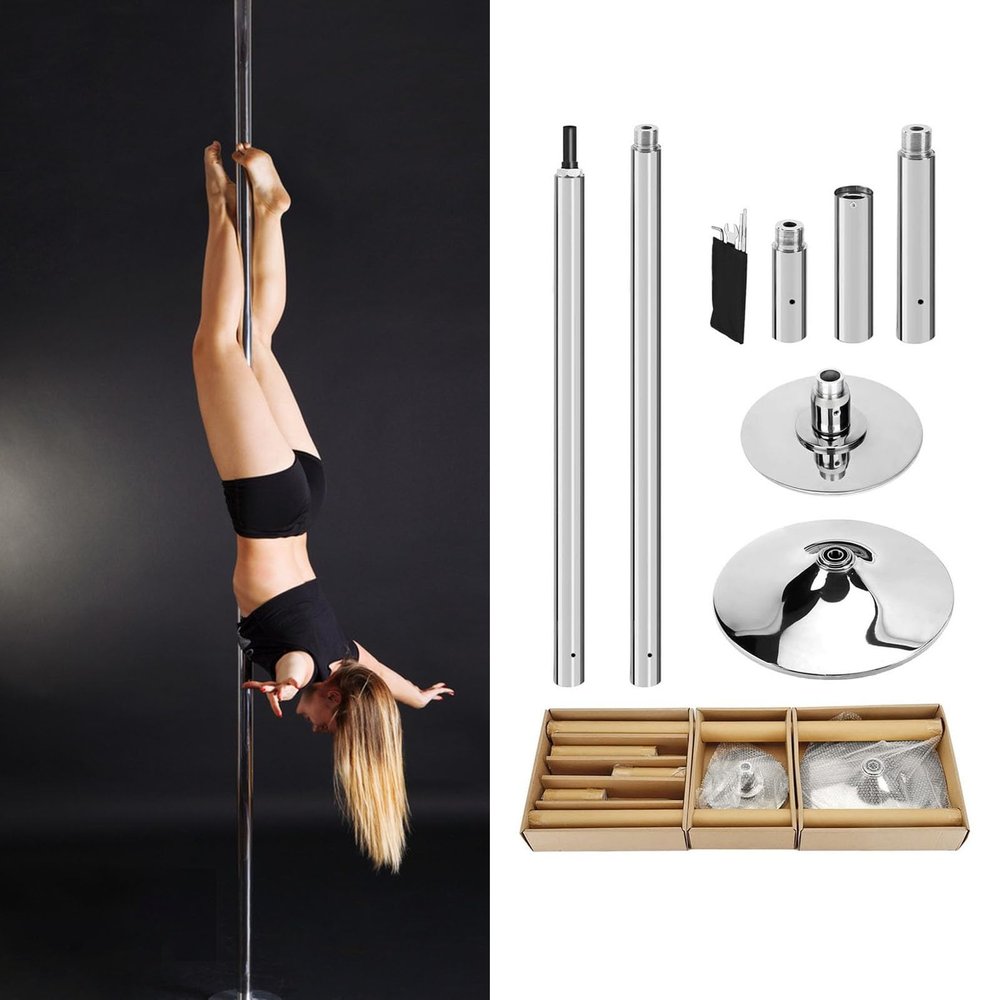 Innovz Beginner Pro Dance Pole for Home Spinning, Heavy Duty Steel Stripper Pole 45mm, Portable Aerial Dancing Pole Static & Spinning, Height Adjustable(Height 2.23-2.86m (7.3ft-9.4ft))