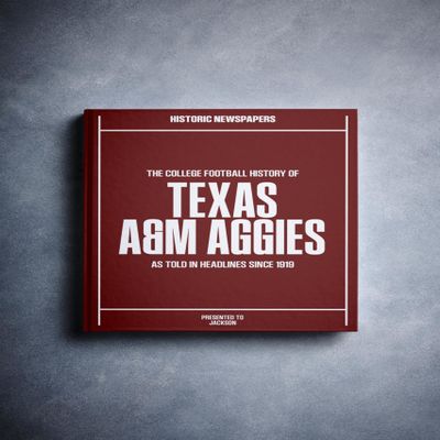 Signature gifts Texas College Football Personalized Newspaper History Book, A3 Large Deluxe Hardcover - A & M College Football Fan, Alumni, Students Keepsake Gift (Aggies)