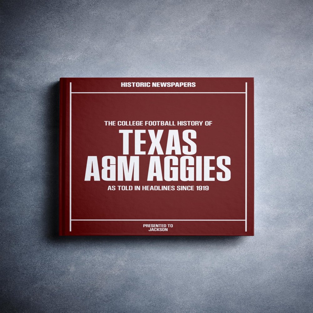 Signature gifts Texas College Football Personalized Newspaper History Book, A3 Large Deluxe Hardcover - A & M College Football Fan, Alumni, Students Keepsake Gift (Aggies)