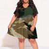 Plus Size Dresses for Curvy Women Casual V-Neck Flowy Loose Wrinkled Sundress Camouflage Knee Length Maxi Dress view 2