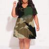 Plus Size Dresses for Curvy Women Casual V-Neck Flowy Loose Wrinkled Sundress Camouflage Knee Length Maxi Dress view 3