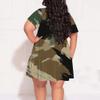 Plus Size Dresses for Curvy Women Casual V-Neck Flowy Loose Wrinkled Sundress Camouflage Knee Length Maxi Dress view 4