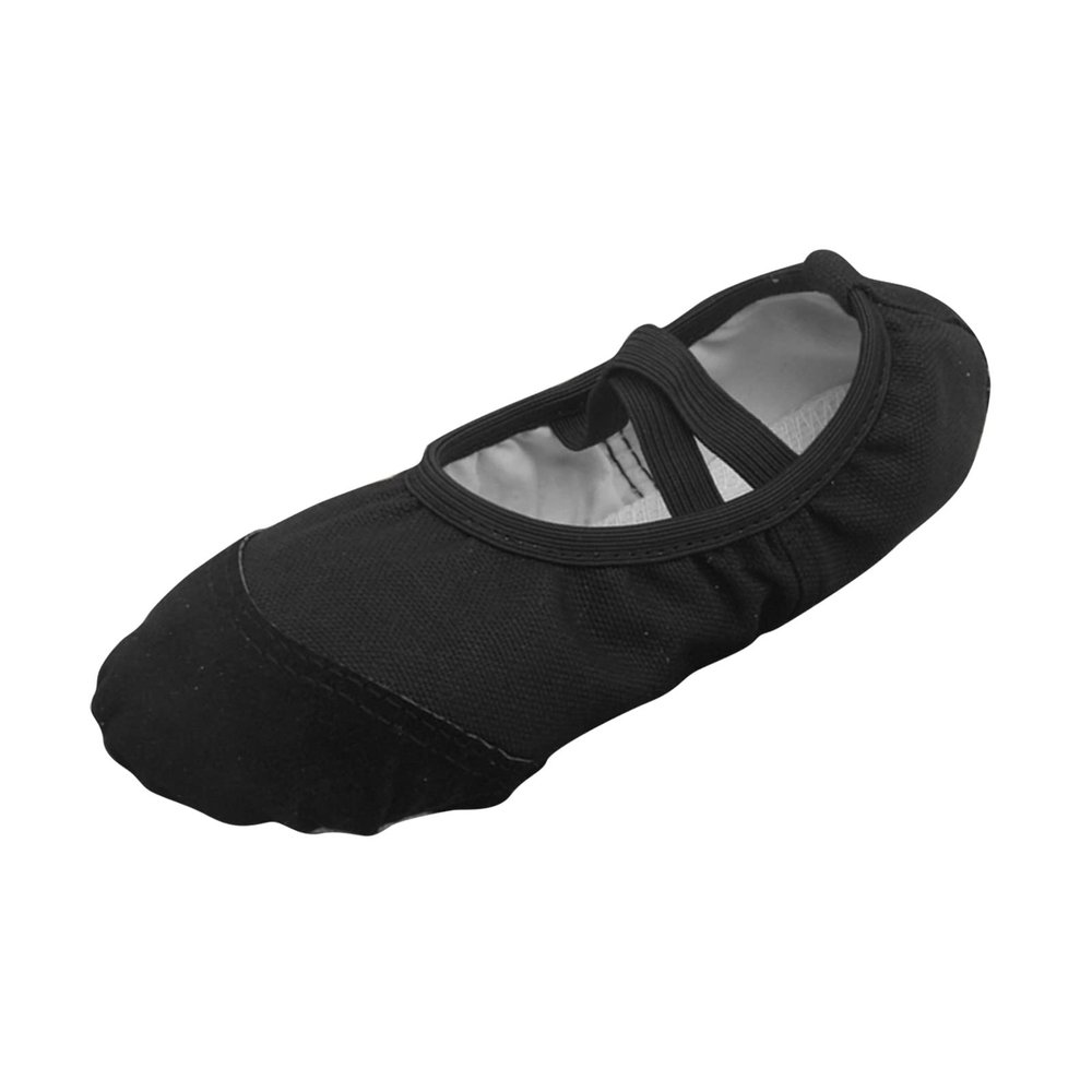 Canvas Ballet Shoes Highly Stretch Girls Boys Ballet Slippers Split Sole Yoga Dance Shoe with Elastic for Kids (Black, 10.5 Little Child)
