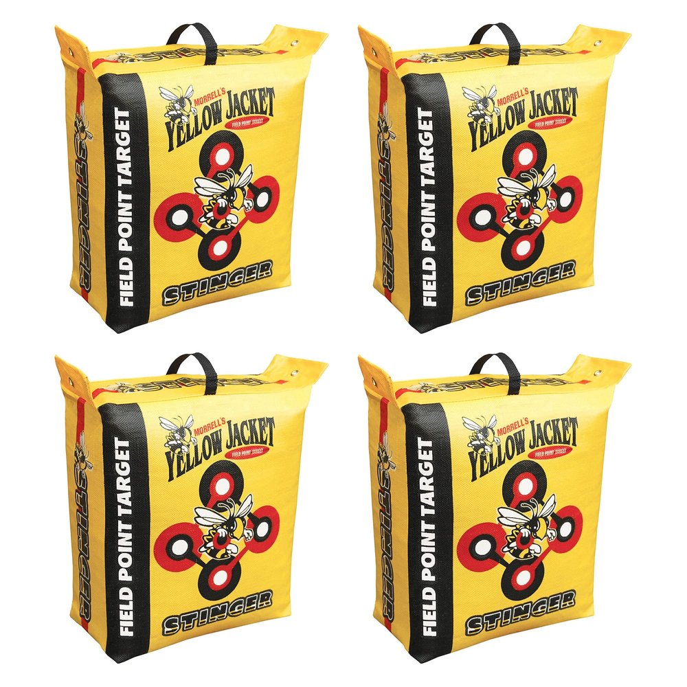 Morrell 4 Pack Field Point Archery Bag, Yellow Jacket Stinger Target for Adults with 2 Shooting Sides, 10 Bullseyes, & Carry Handle - 19 Pounds
