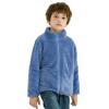 Youth Solid Full-Zip Polar Fleece Jacket for Children Boy Girl Fuzzy Sherpa Coat Kids Fall Winter (Blue, 15-16 Years) view 2