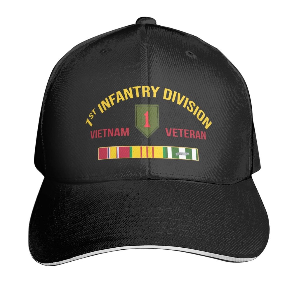 1st Infantry Division Vietnam Veteran Baseball Cap Adjustable Trucker Veteran Cap for Men Women Black