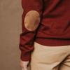 Hope & Henry Boys' Organic Long Sleeve Henley Pullover Sweater with Elbow Patches, XX-Small, Oxblood view 3
