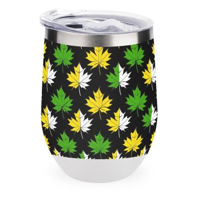 Canadian Maple Leaf 12 Oz Coffee Mug Stainless Steel Wine Tumbler Travel Mug Tea Cup with Lid White-Color