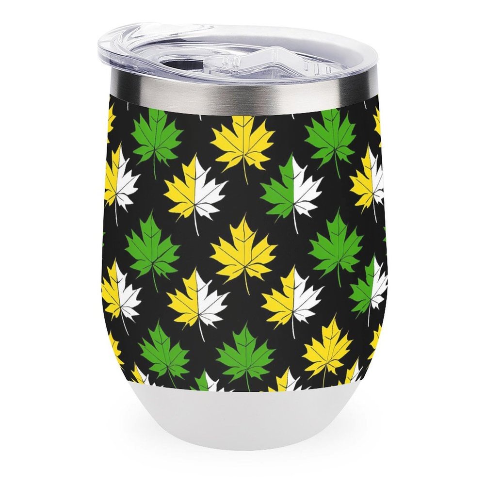 Canadian Maple Leaf 12 Oz Coffee Mug Stainless Steel Wine Tumbler Travel Mug Tea Cup with Lid White-Color