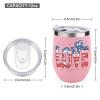 American Flag Love 12 Oz Coffee Mug Stainless Steel Wine Tumbler Travel Mug Tea Cup with Lid Pink-Color view 2