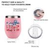 American Flag Love 12 Oz Coffee Mug Stainless Steel Wine Tumbler Travel Mug Tea Cup with Lid Pink-Color view 3
