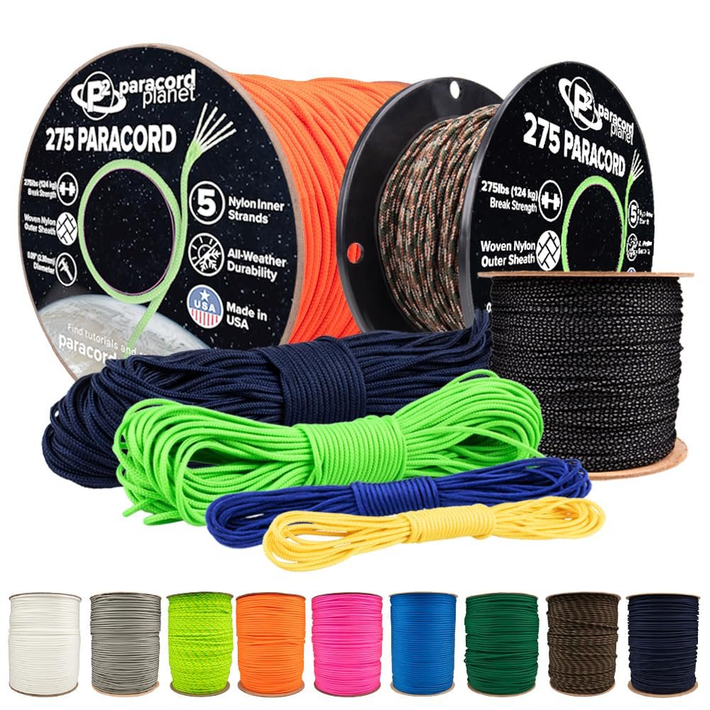 Paracord Planet 275lb Paracord  3/32 Inch (2.38 mm) Nylon Crafting Cord with 5 Strand Inner Core  Hidden Camo (1000 ft)