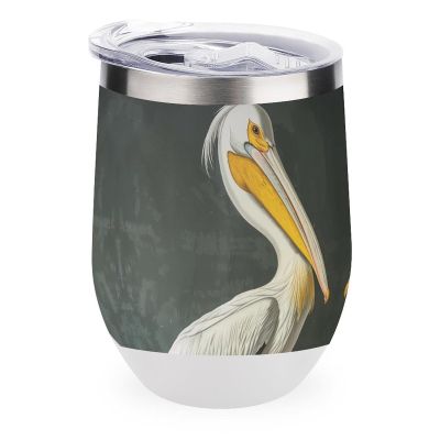 American White Pelican 12 Oz Coffee Mug Stainless Steel Wine Tumbler Travel Mug Tea Cup with Lid White-Color