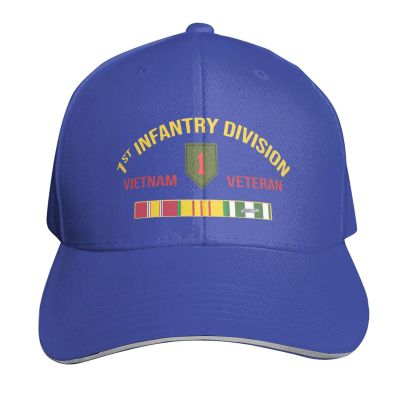 1st Infantry Division Vietnam Veteran Baseball Cap Adjustable Trucker Veteran Cap for Men Women Blue