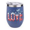 American Flag Love 12 Oz Coffee Mug Stainless Steel Wine Tumbler Travel Mug Tea Cup with Lid Blue-Color view 1
