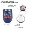 American Flag Love 12 Oz Coffee Mug Stainless Steel Wine Tumbler Travel Mug Tea Cup with Lid Blue-Color view 3