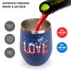 American Flag Love 12 Oz Coffee Mug Stainless Steel Wine Tumbler Travel Mug Tea Cup with Lid Blue-Color view 4