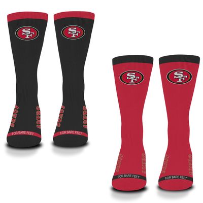 For Bare Feet - NFL MVP Classic Home & Away Crew Socks - 2 pack (US, Alpha, Large, Regular, Regular, San Francisco 49ers)