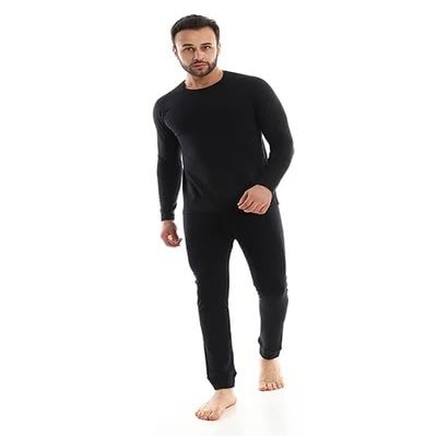Egyptian Cotton Thermal Set for Men 100% Cotton Material Egyptian Cottonil (Black, 4X-Large)