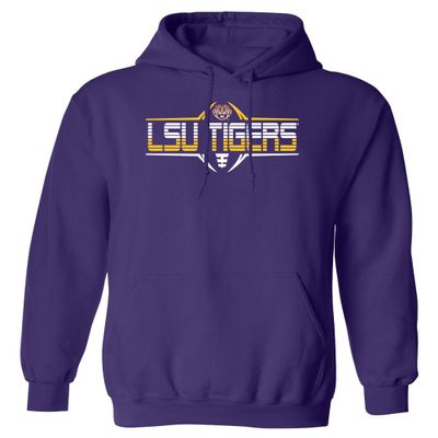 CornBorn LSU Tigers Sweatshirt - Hooded Fleece Striped Tigers Football Laces - Purple - 5X