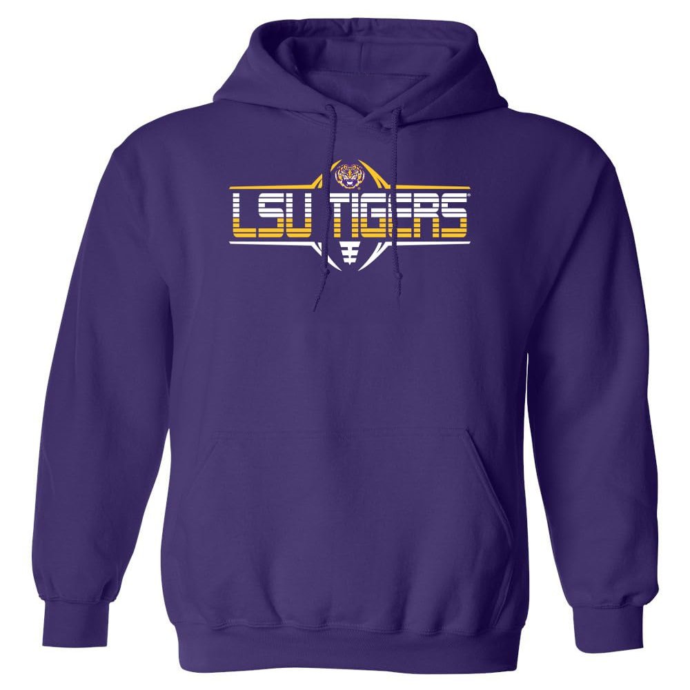 CornBorn LSU Tigers Sweatshirt - Hooded Fleece Striped Tigers Football Laces - Purple - 5X