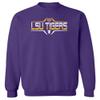 CornBorn LSU Tigers Sweatshirt - Crewneck Fleece Striped Tigers Football Laces - Purple - 2X view 1