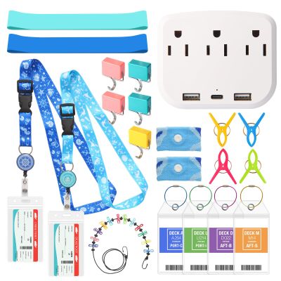 Carnival Cruise Ship Essentials 2026 Must Haves Packing List Kit,Cruise Luggage Tags,Magnetic Hooks,Lanyard for Ship Cards,Power Strip,Towel Bands,Nausea Wrist Bands Cruise Accessories All Cruise Line