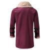 Rkwins Winter Coat for Men Faux Fur Mid Length Coat Big and Tall Overcoat Winter Warm Jacket Fleece Lined Cardigan Red view 4