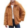 Rkwins Men's Faux Fur Jacket Fuzzy Fleece Open Front Cardigan Big and Tall Fleece Jacket Winter Warm Coats with Pockets Brown view 1