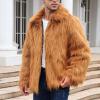 Rkwins Men's Faux Fur Jacket Fuzzy Fleece Open Front Cardigan Big and Tall Fleece Jacket Winter Warm Coats with Pockets Brown view 4