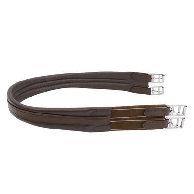 SIE EQUESTRIAN Contoured English Chafeless Girth Black Brown 46" / 48" / 50" / 52" / 54"/ 56" (Brown with Matching Elastic, 48")