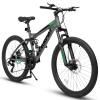 ALAKFORM 24/26/27.5 Inch Mountain Bike, Full Dual Suspension Mens Mountain Bike,21 Speed Disc Brake Adult Bicycles for Trail Commuter City Snow(26-Inch,Gray) view 1