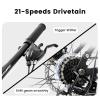 ALAKFORM 24/26/27.5 Inch Mountain Bike, Full Dual Suspension Mens Mountain Bike,21 Speed Disc Brake Adult Bicycles for Trail Commuter City Snow(26-Inch,Gray) view 4