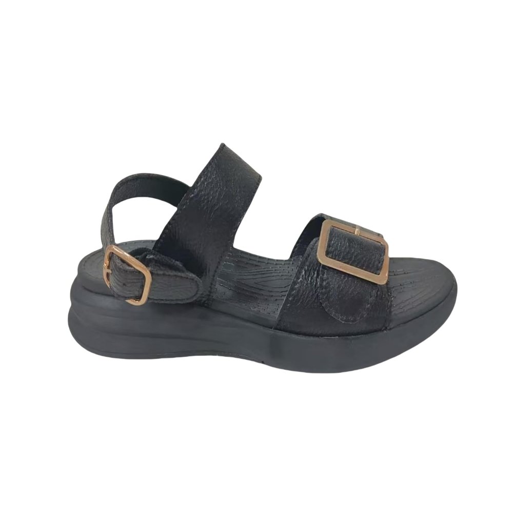 Women's Sandals Comfortable Adjustable Hiking Sandals Gold Buckle Two Wearable Designs (Black, Adult, Women, 6, Numeric, US Footwear Size System, Medium)
