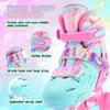 2PM SPORTS Adjustable Roller Skates for Girls Kids Ages 3-5 4-7 5-8 6-12 8-12 with Light Up Wheels, Outdoor Indoor Rollerskates for Kids Beginner Toddler Little Girl Youth Pink Green Butterfly view 3