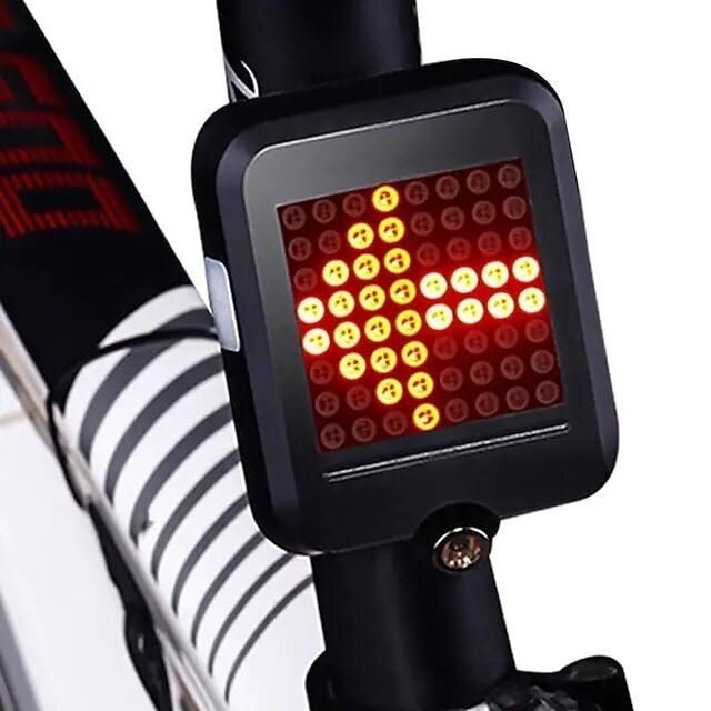 BRART USB Rechargeable Bike Tail Light Smart Bicycle Turn Signal Lights with 80 Lumens 64 LED Light Beads, Portable Brake Light Warning Light Fits on Any Road Bikes