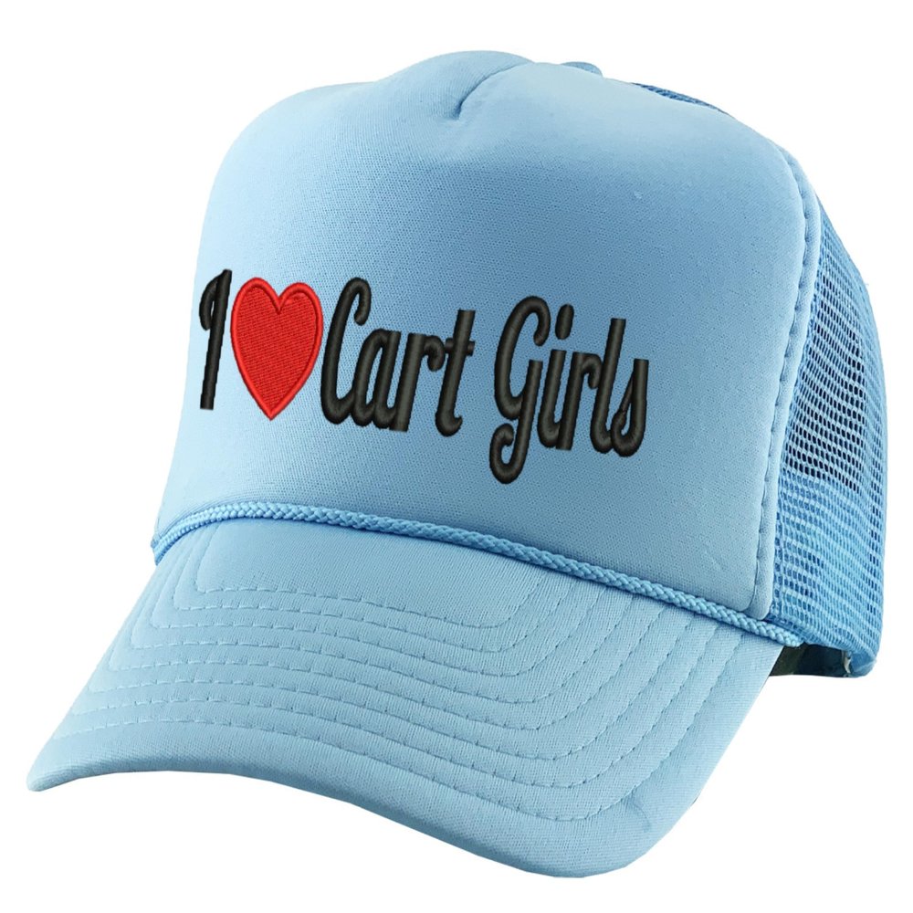 ALLNTRENDS I Heart Cart Girls Embroidered Trucker Hat Golf Snapback (Sky Blue)