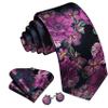 Barry.Wang Plum Flower Ties for Men Silk Woven Floral Tie Sets Necktie Handkerchief Cufflinks Wedding Party view 2